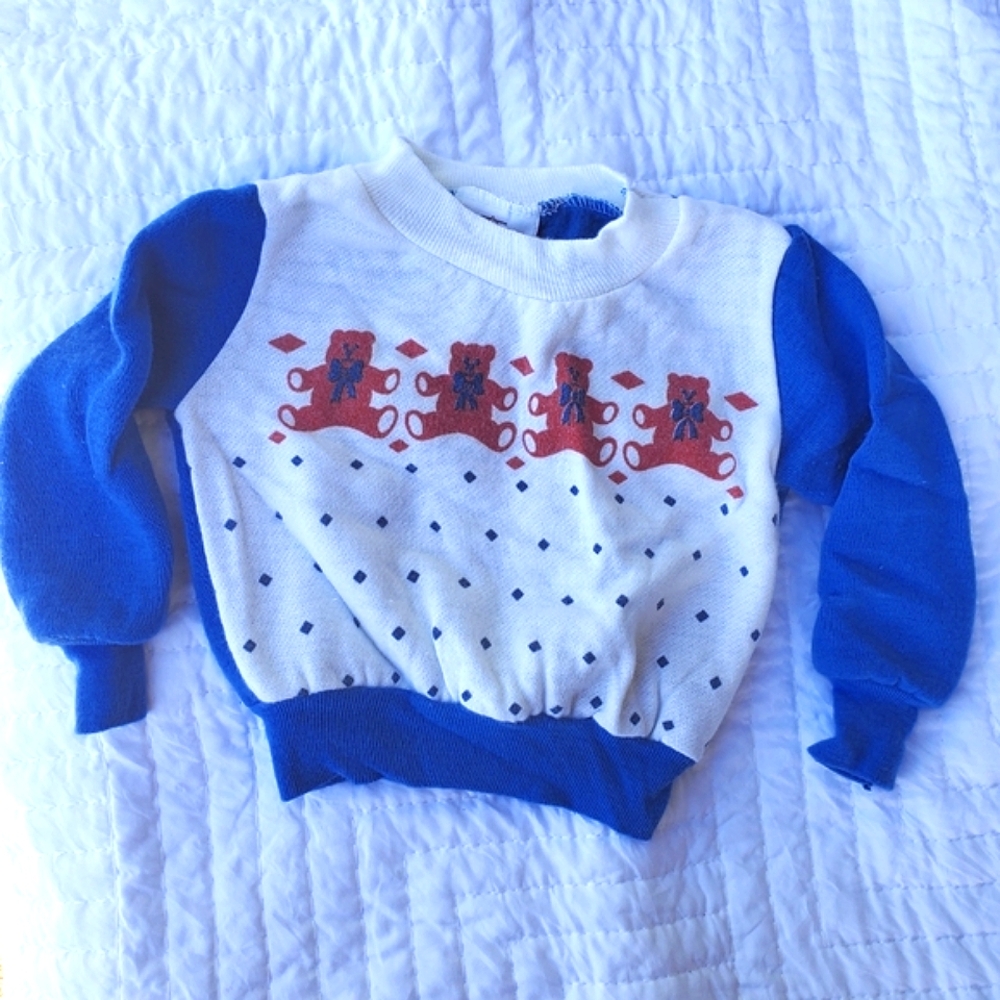 VTG Toddler Blue and White Bear Sweatshirt
